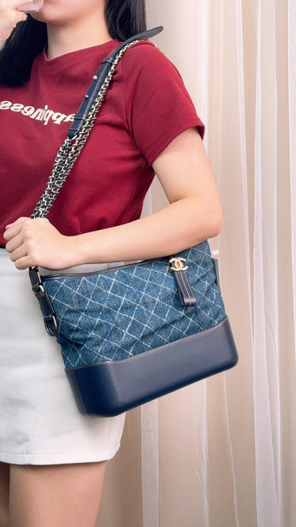 Chanel Denim Quilted Medium Gabrielle Hobo