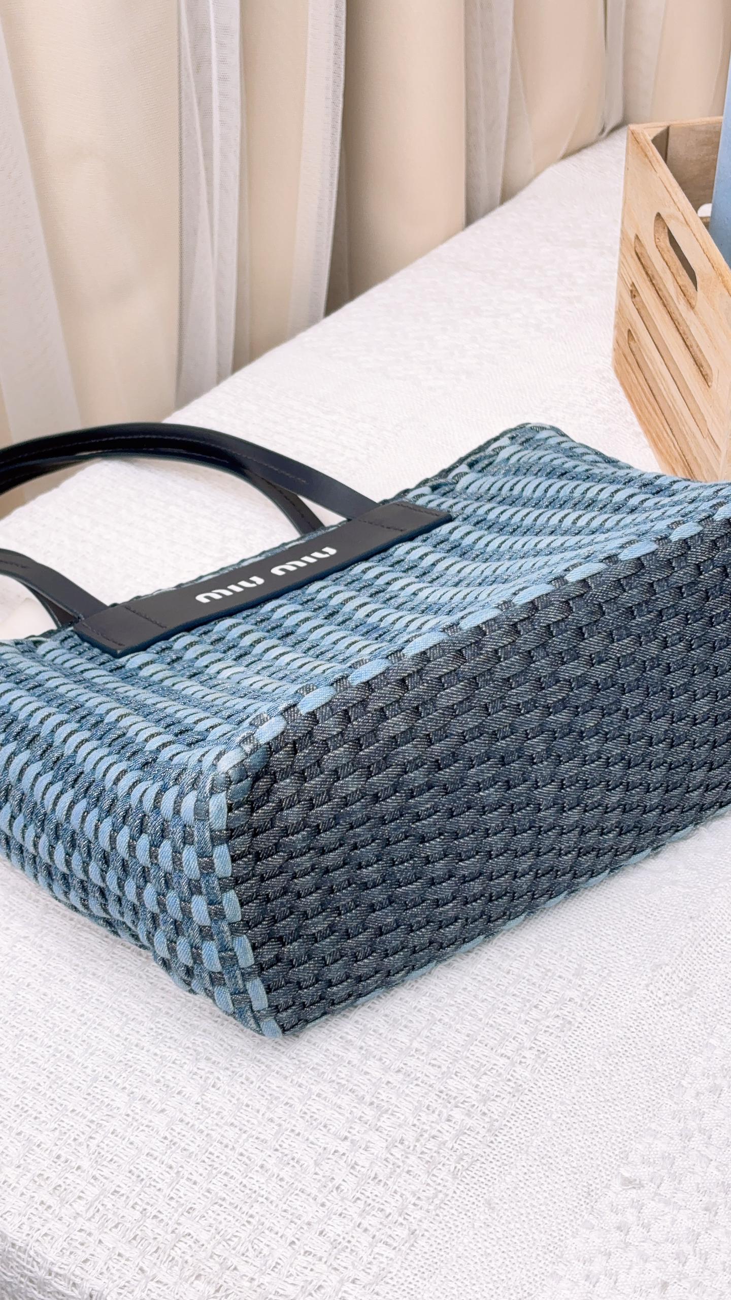 Miu Miu Denim Woven Tote Bag