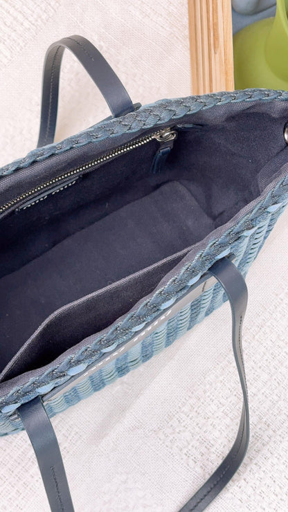 Miu Miu Denim Woven Tote Bag