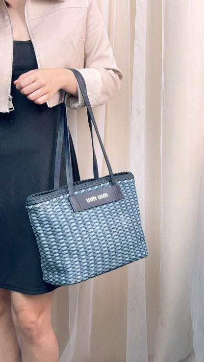Miu Miu Denim Woven Tote Bag