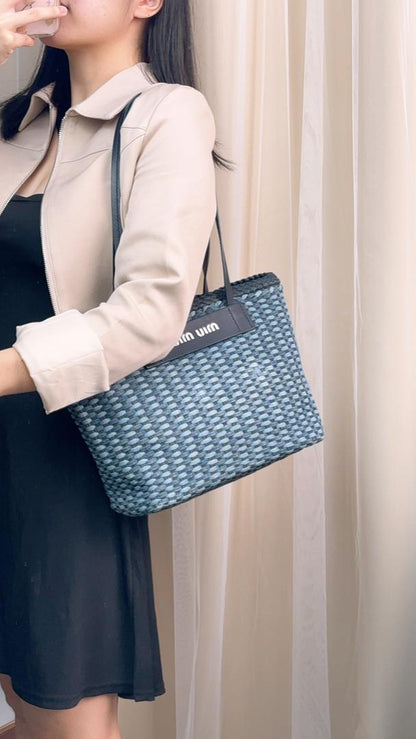 Miu Miu Denim Woven Tote Bag