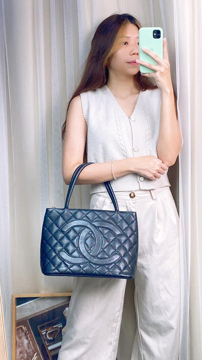 Chanel Black Caviar Medallion Tote