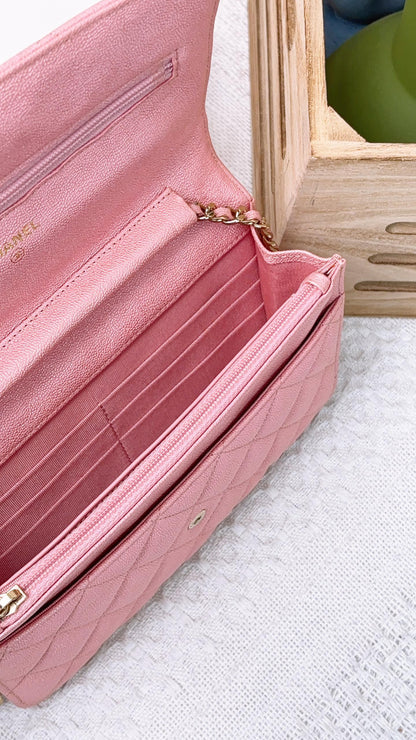Chanel Pink Iridescent Caviar Classic WOC (LGHW)