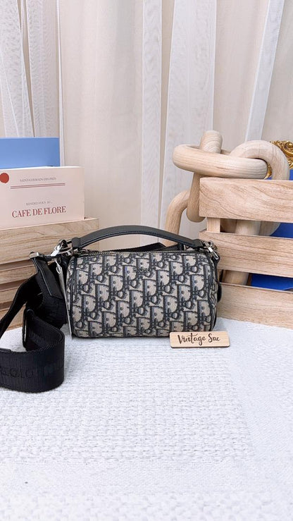 Dior Navy Oblique Mini Roller Bag