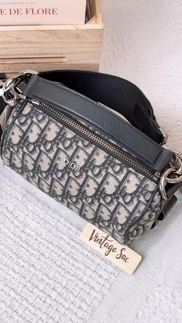 Dior Navy Oblique Mini Roller Bag