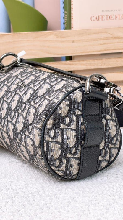 Dior Navy Oblique Mini Roller Bag