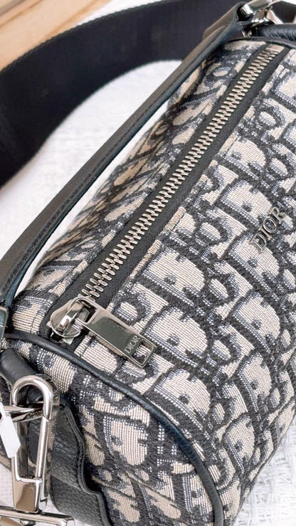 Dior Navy Oblique Mini Roller Bag