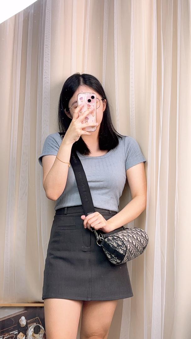 Dior Navy Oblique Mini Roller Bag