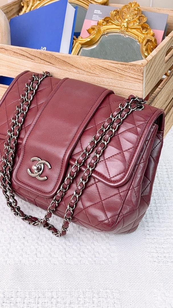 Chanel Burgundy Lambskin Elementary Chic Bag (SHW)