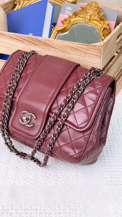 Chanel Burgundy Lambskin Elementary Chic Bag (SHW)