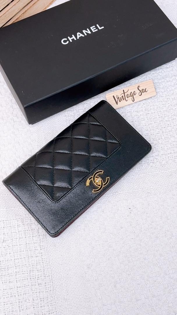 Chanel Black Sheepskin Mademoiselle Bifold Wallet