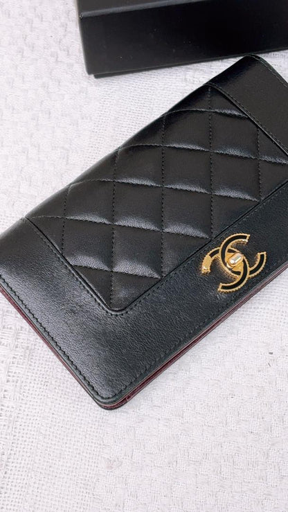 Chanel Black Sheepskin Mademoiselle Bifold Wallet