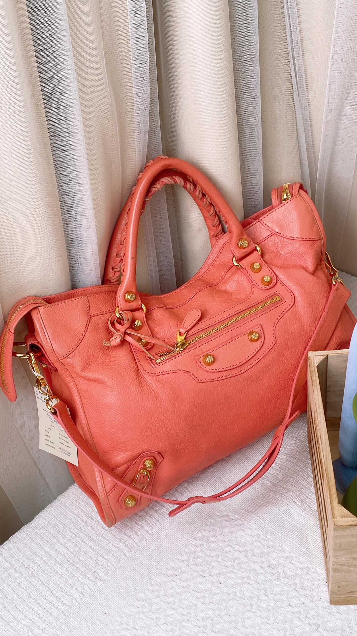 Balenciaga Salmon Pink Giant 12 Motorcycle City Bag (GHW)