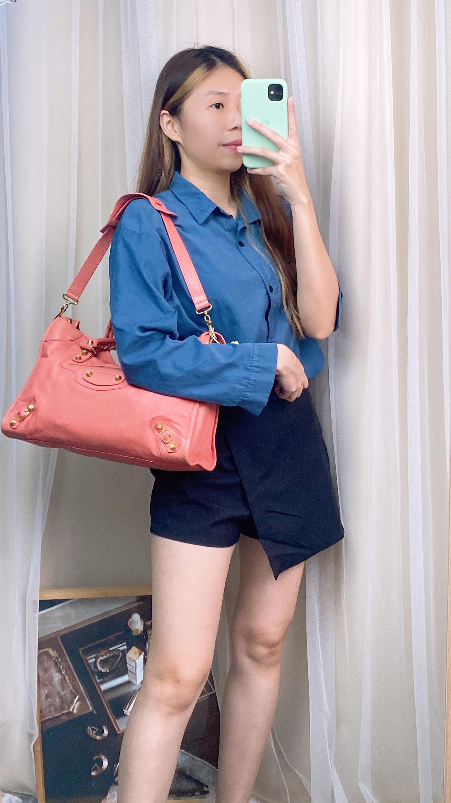 Balenciaga Salmon Pink Giant 12 Motorcycle City Bag (GHW)