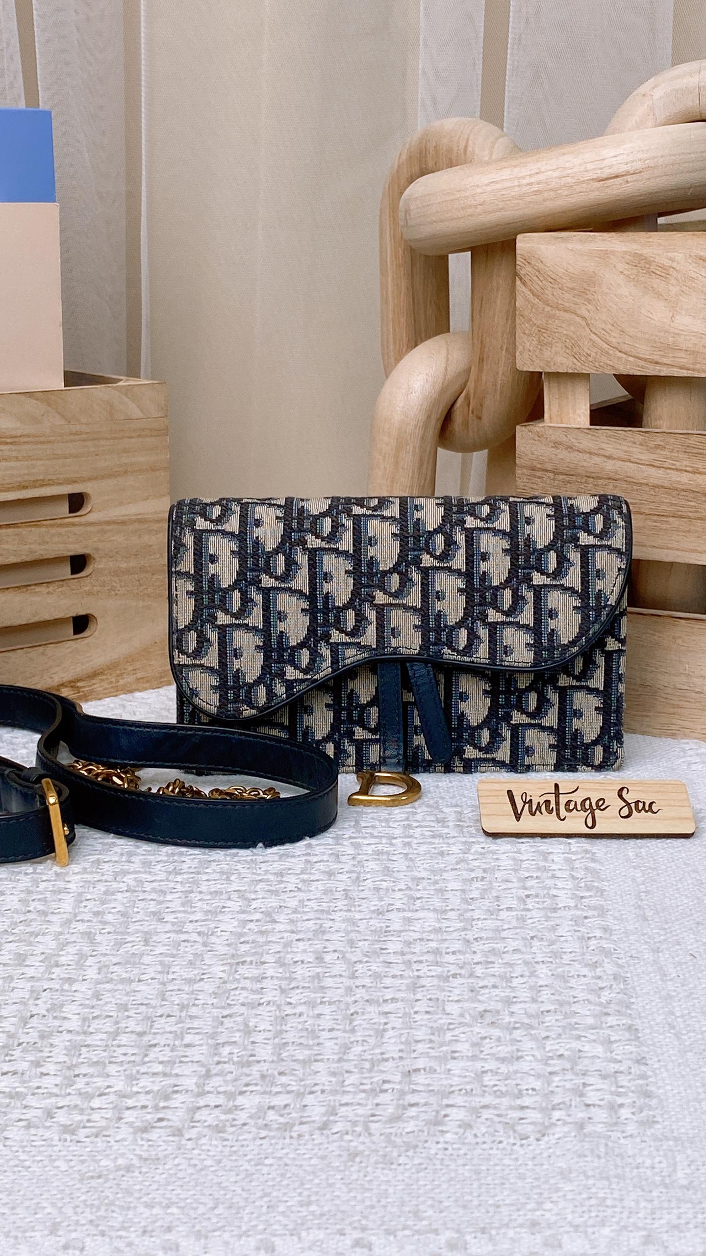 Dior Navy Oblique Saddle Belt Bag