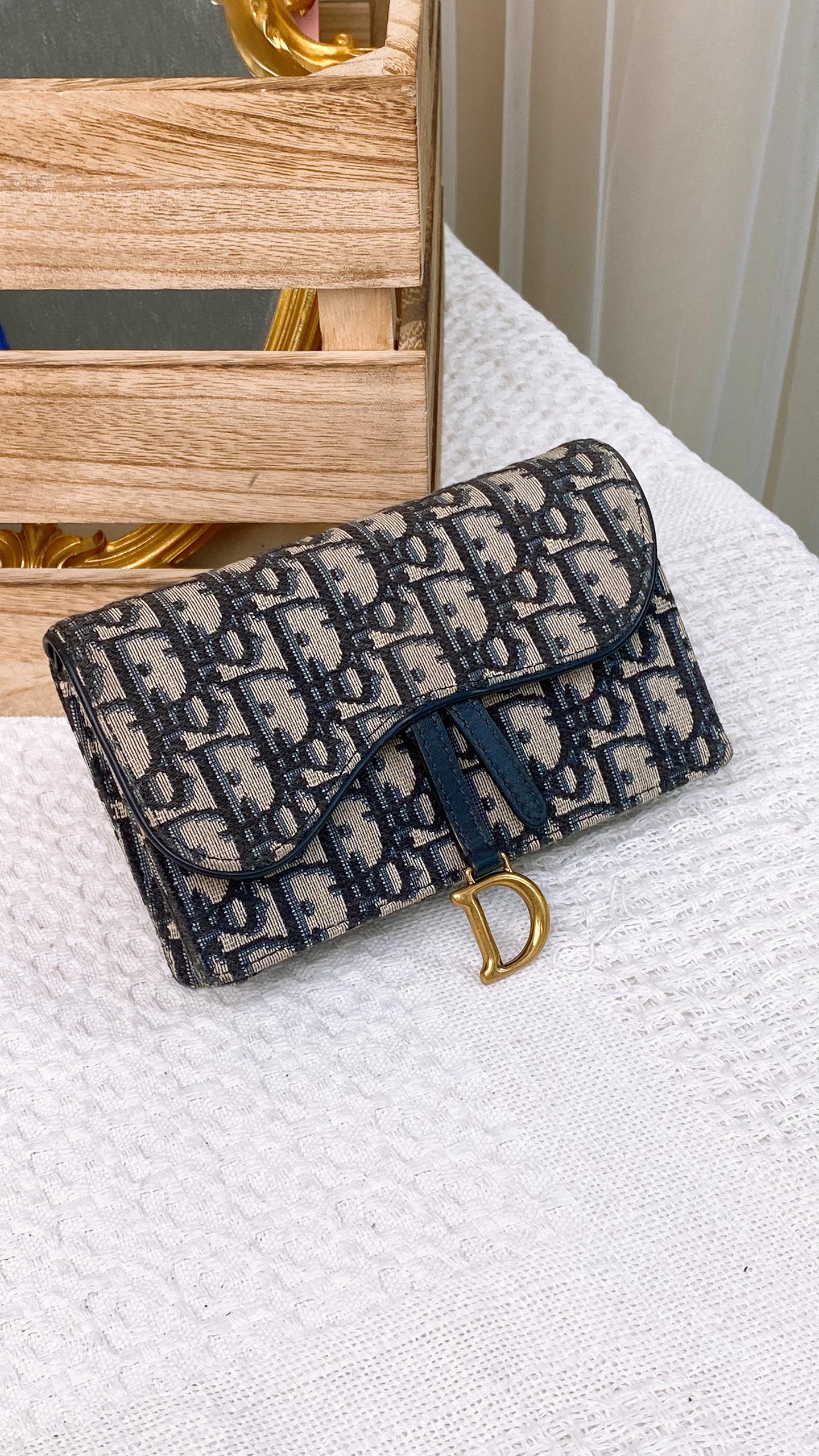 Dior Navy Oblique Saddle Belt Bag