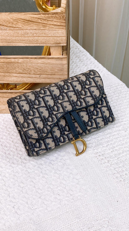 Dior Navy Oblique Saddle Belt Bag
