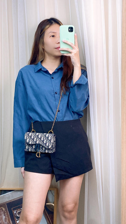 Dior Navy Oblique Saddle Belt Bag