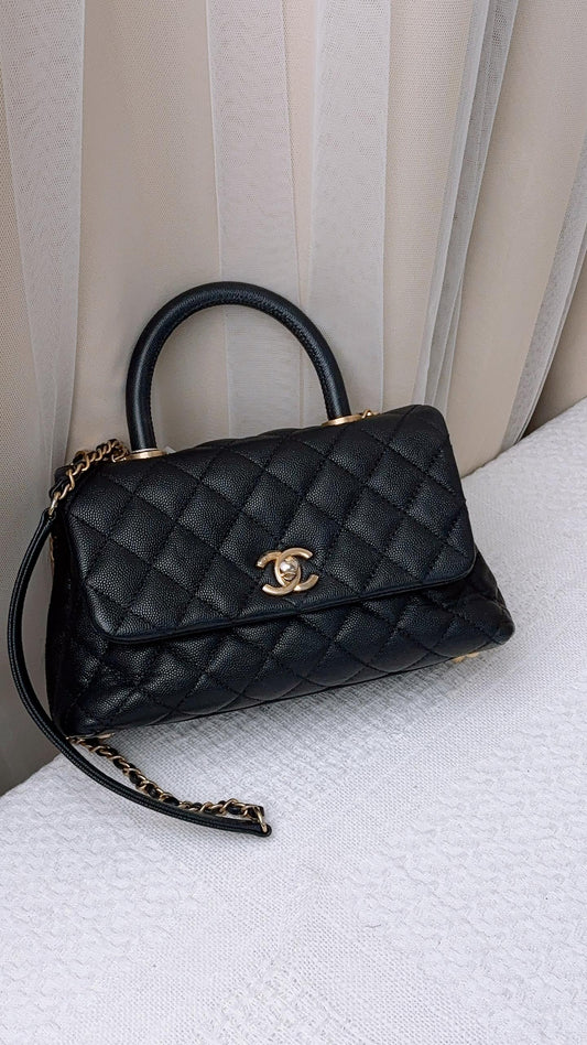 Chanel Black Caviar Small Coco Handle (GHW)
