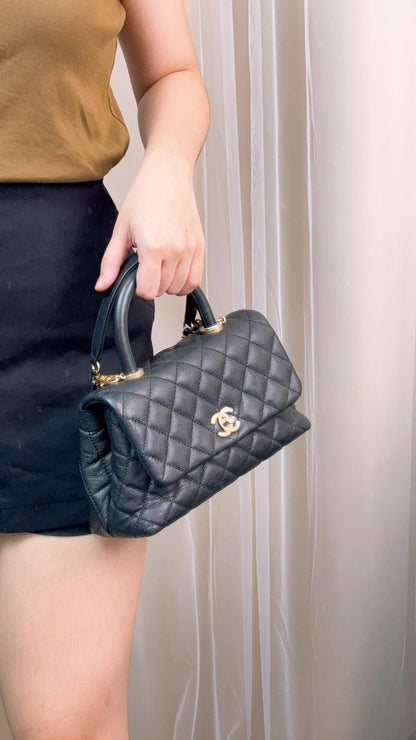 Chanel Black Caviar Small Coco Handle (GHW)