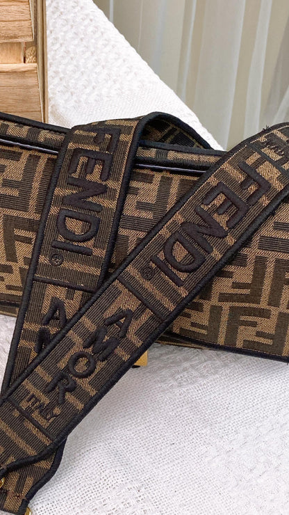 Fendi Brown FF Jacquard Baguette