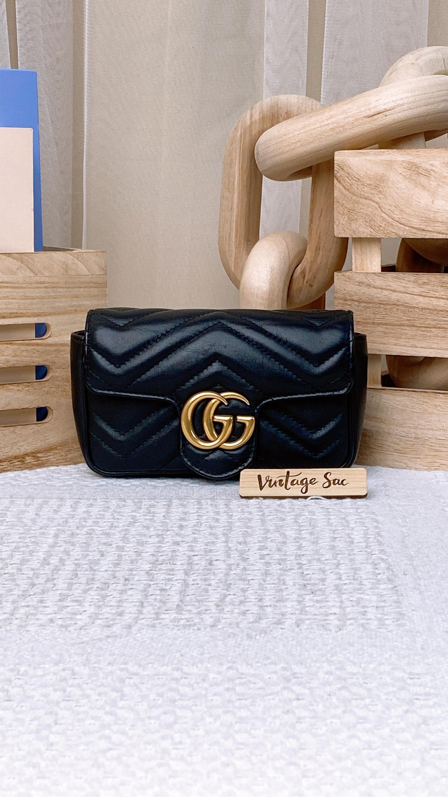 Gucci Black Supermini Marmont (GHW)