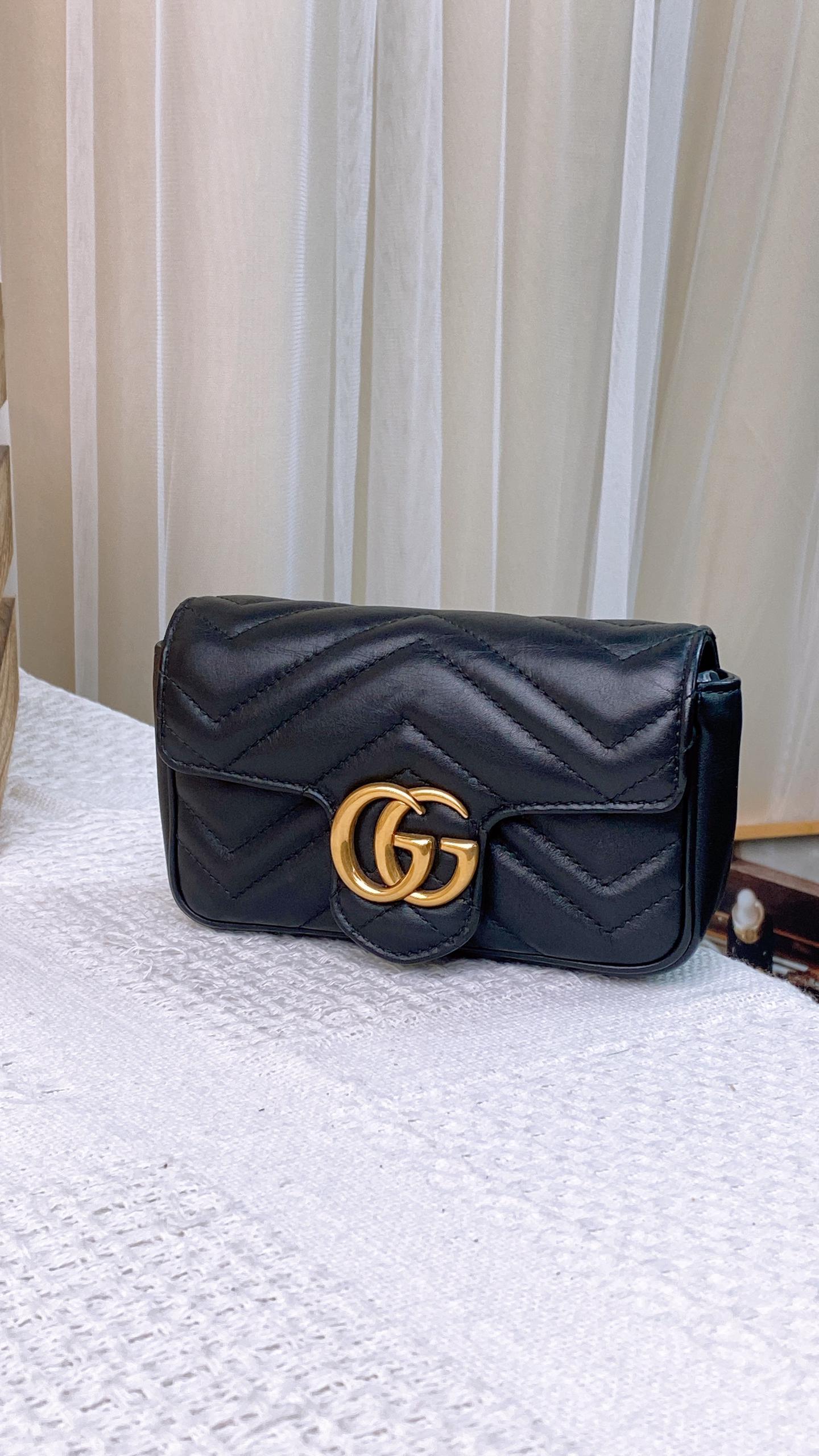 Gucci Black Supermini Marmont (GHW)