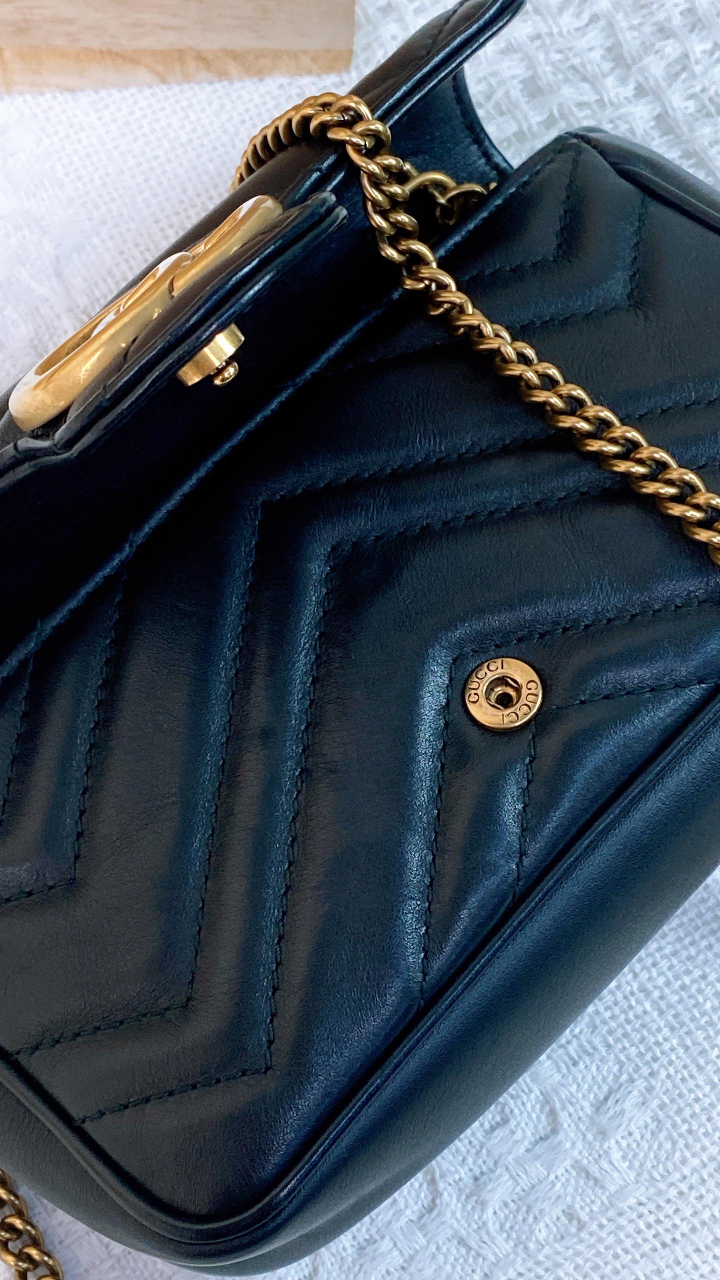 Gucci Black Supermini Marmont (GHW)