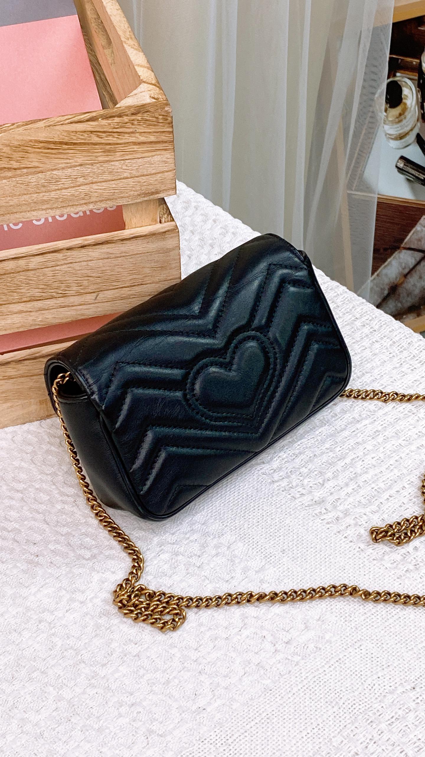 Gucci Black Supermini Marmont (GHW)