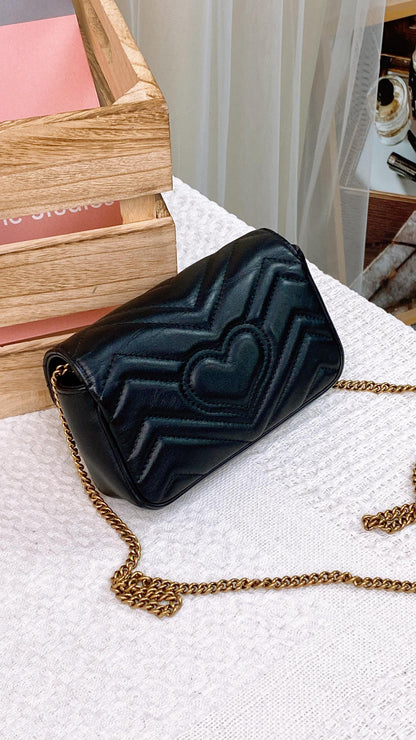 Gucci Black Supermini Marmont (GHW)