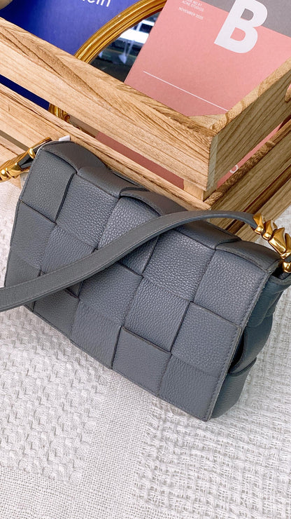 BV Dark Grey Grained Calfskin Cassette Bag (GHW)