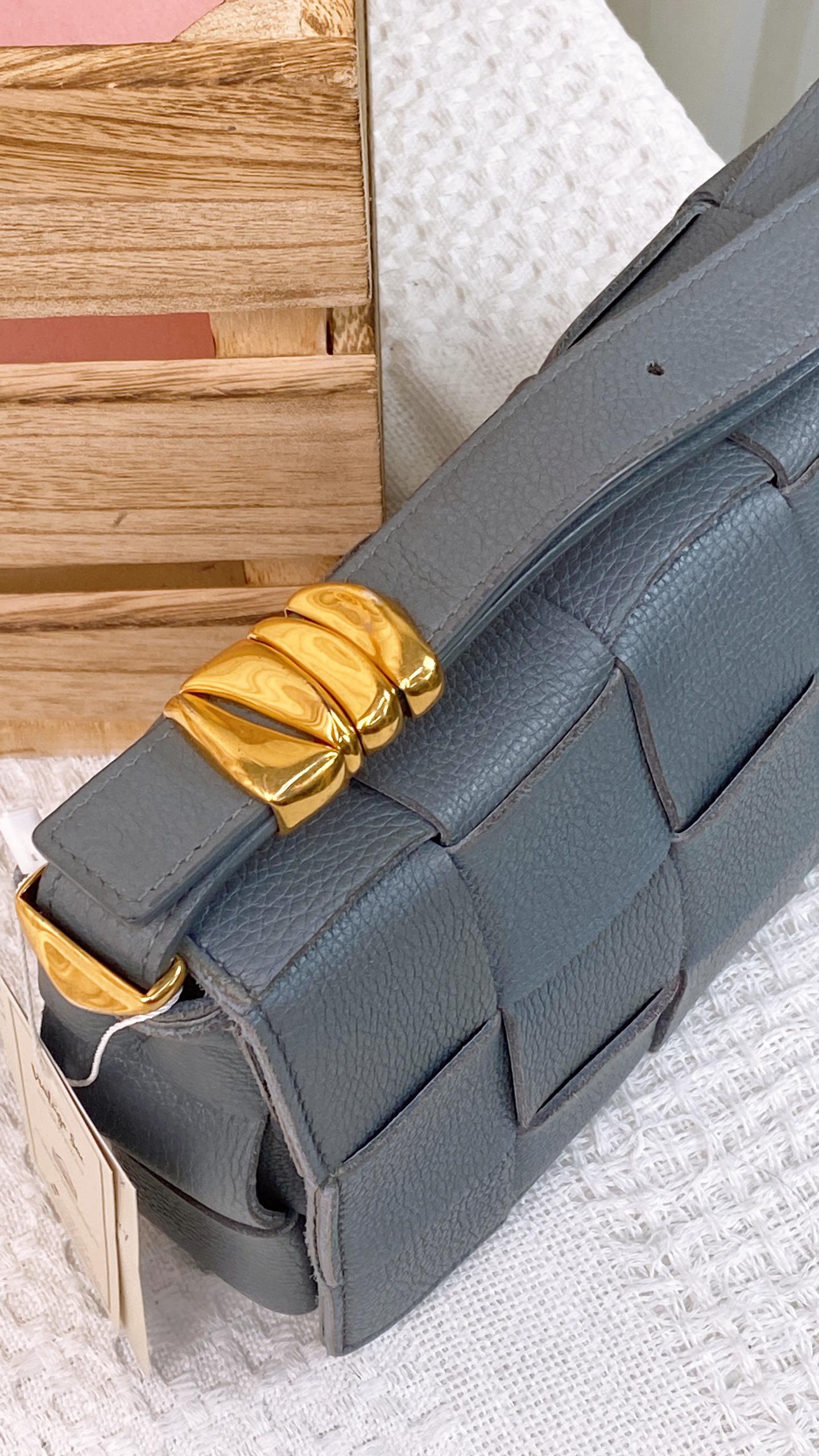 BV Dark Grey Grained Calfskin Cassette Bag (GHW)