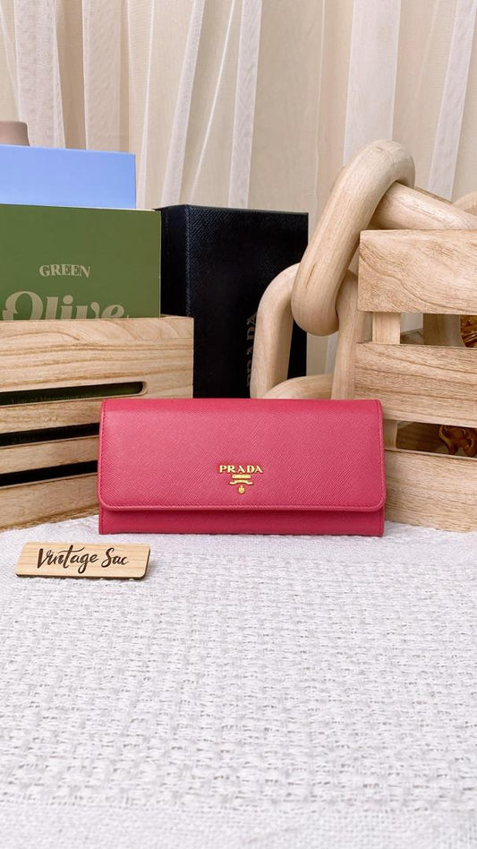 Prada Pink Saffiano Luc Ling Wallet