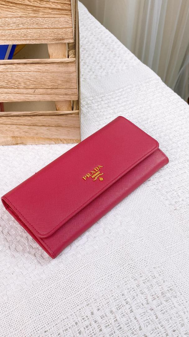 Prada Pink Saffiano Luc Ling Wallet