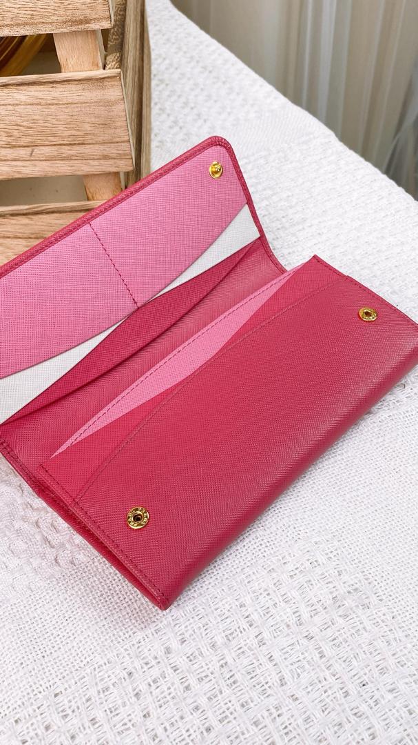 Prada Pink Saffiano Luc Ling Wallet