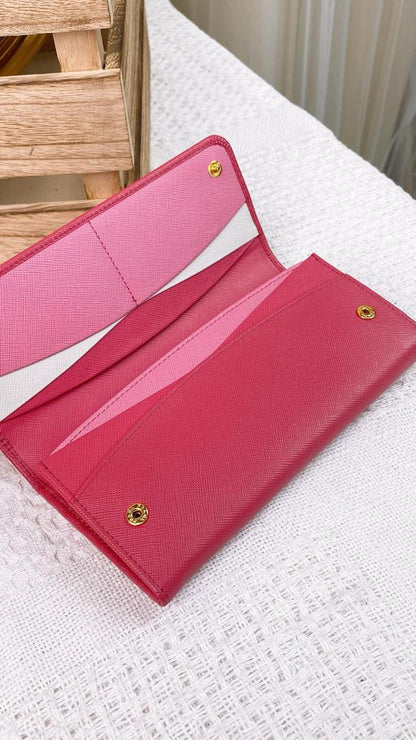 Prada Pink Saffiano Luc Ling Wallet