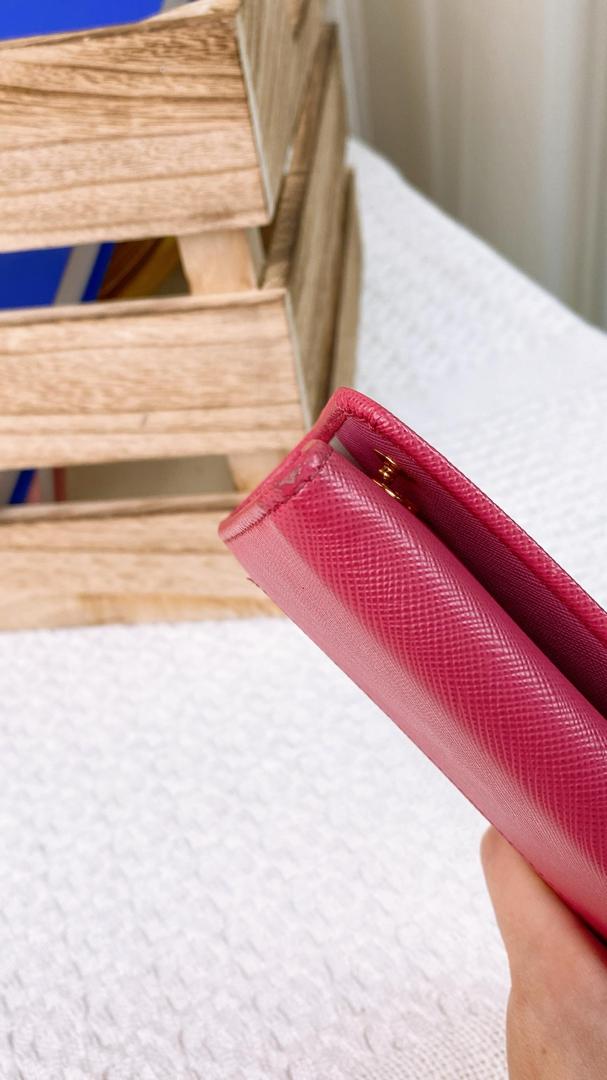 Prada Pink Saffiano Luc Ling Wallet