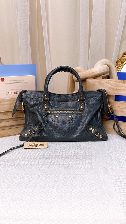 Balenciaga Grey Small City Bag (GHW)