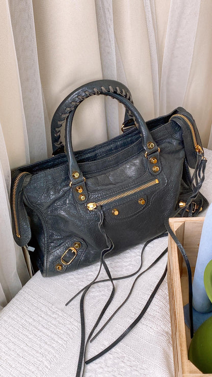 Balenciaga Grey Small City Bag (GHW)