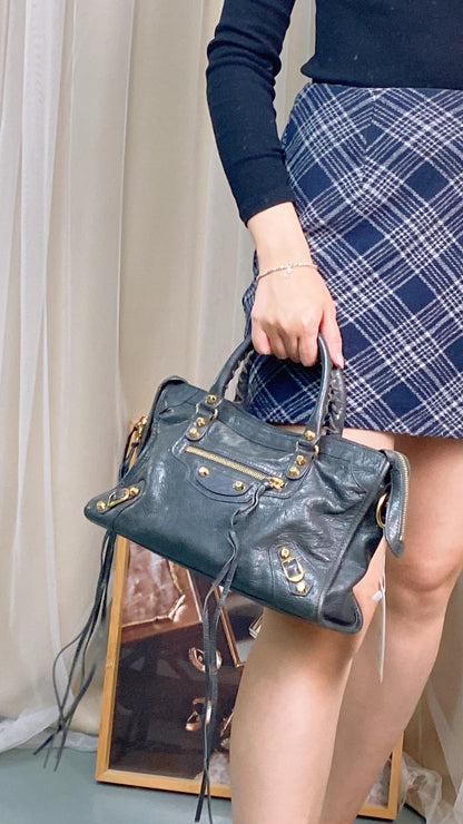 Balenciaga Grey Small City Bag (GHW)