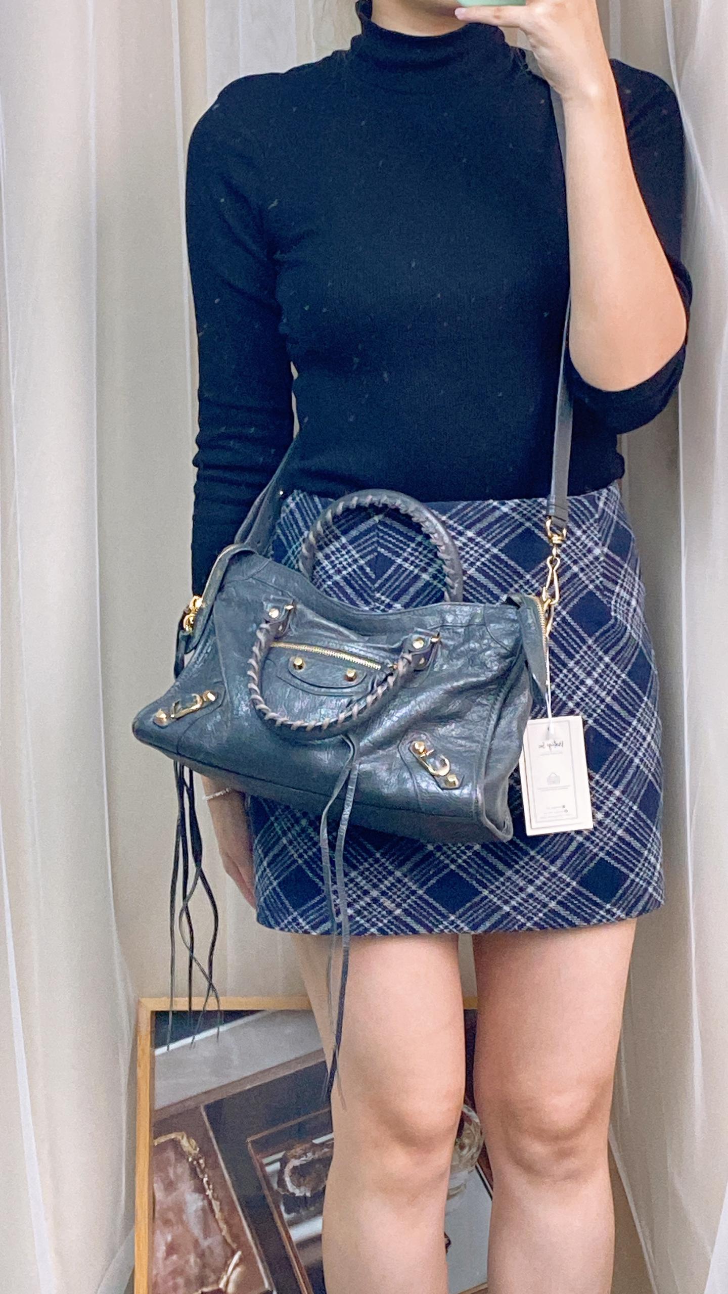 Balenciaga Grey Small City Bag (GHW)