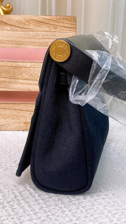 Hermes Black Canvas Mini Herbag GHW