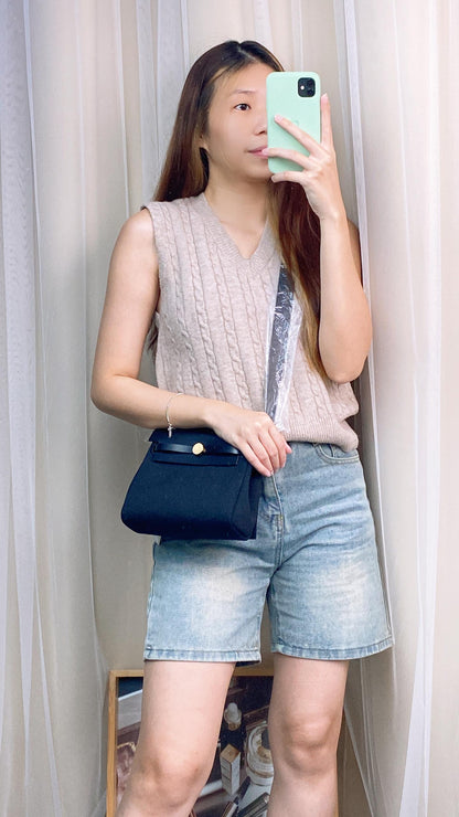 Hermes Black Canvas Mini Herbag GHW