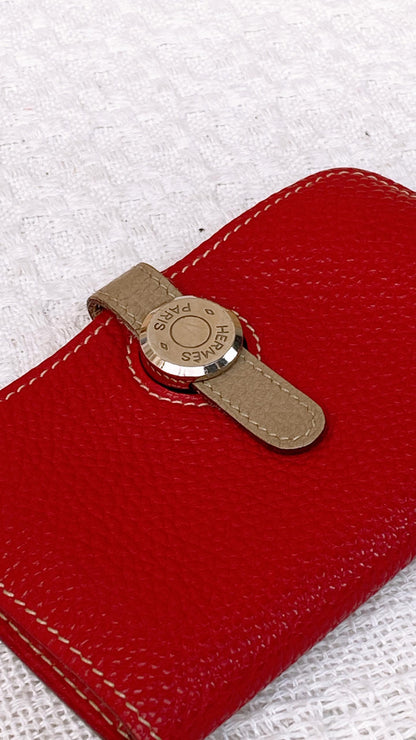 Hermes Red Pogon Card Wallet