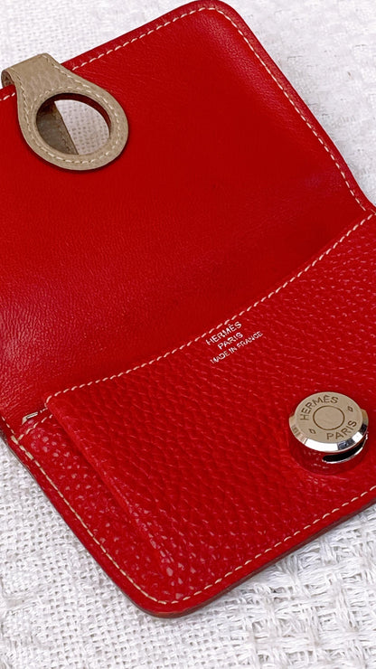 Hermes Red Pogon Card Wallet