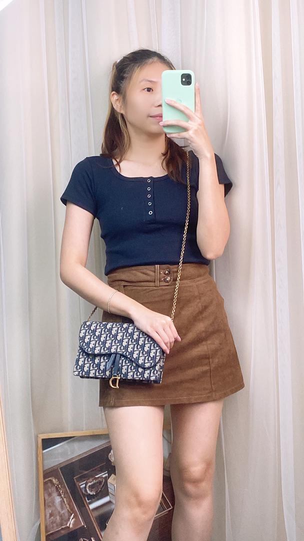 Dior Navy Oblique Medium Saddle Chain Pouch