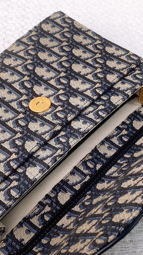 Dior Navy Oblique Medium Saddle Chain Pouch