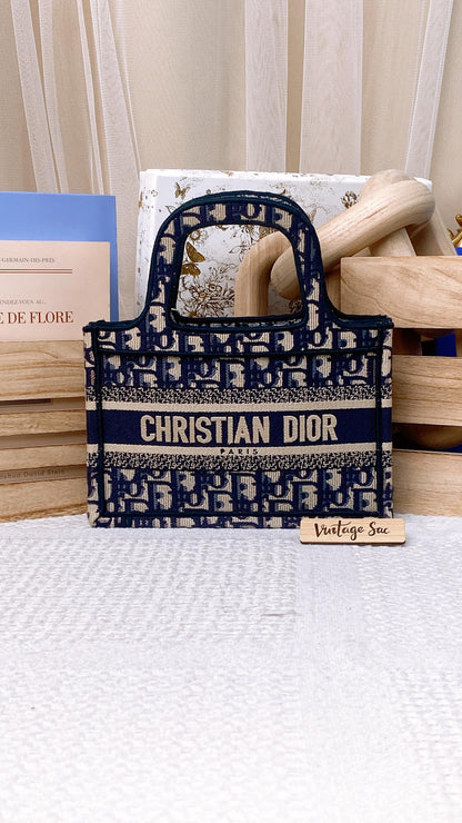 Dior Navy Canvas Mini Book Tote
