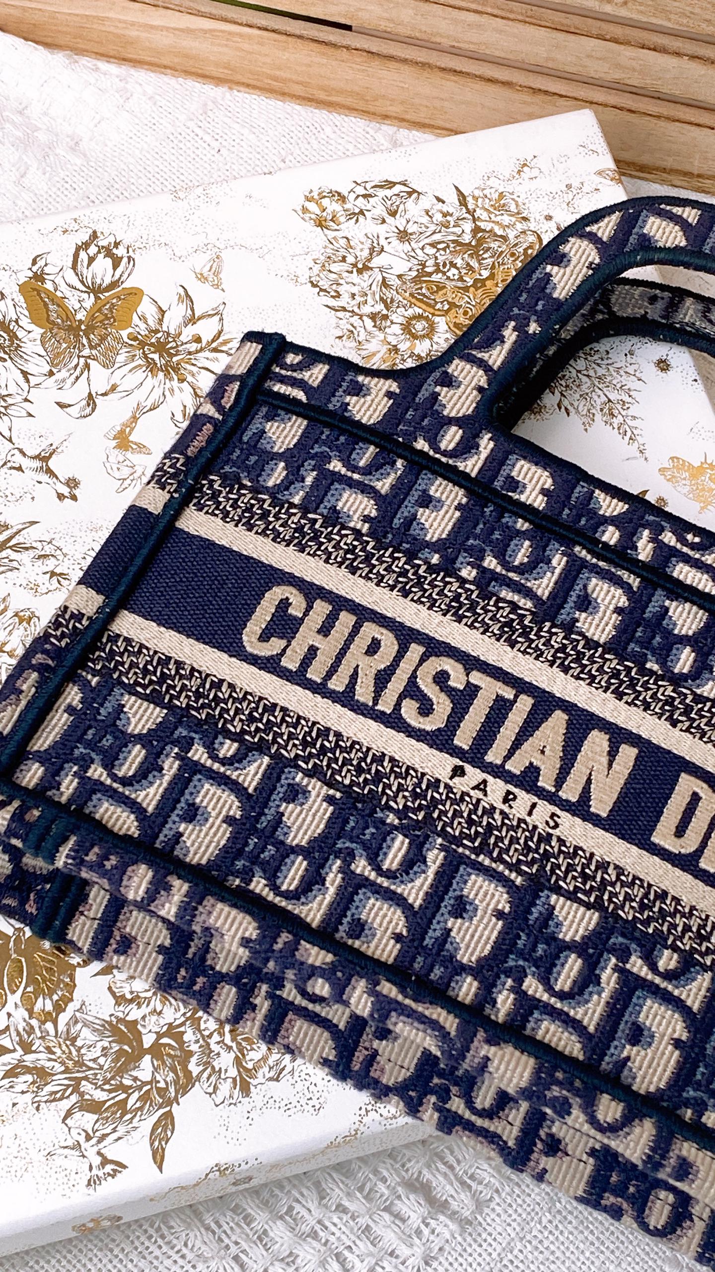 Dior Navy Canvas Mini Book Tote