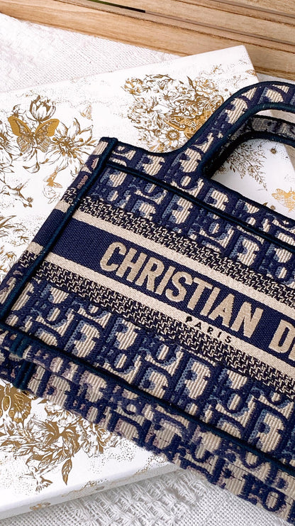 Dior Navy Canvas Mini Book Tote